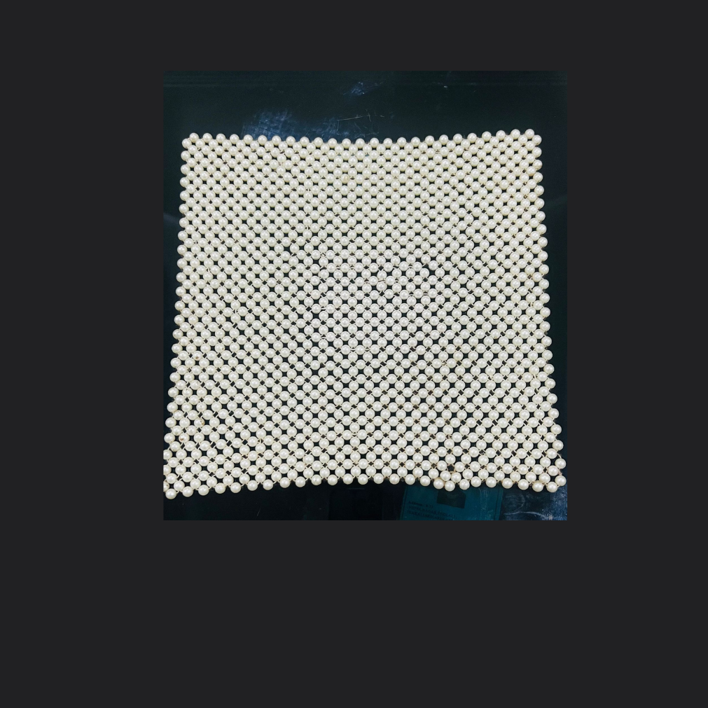 White Beaded Handmade Square Centre Table Mat